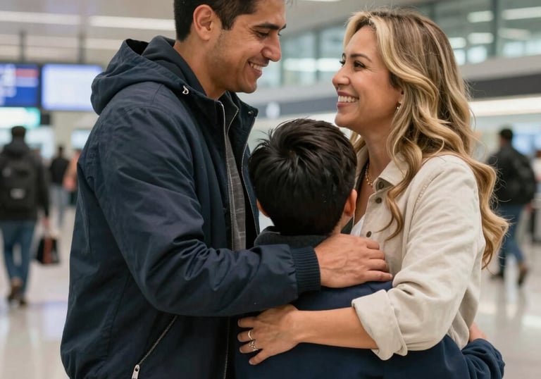 A joyful family celebrating together in a cozy Montreal home.