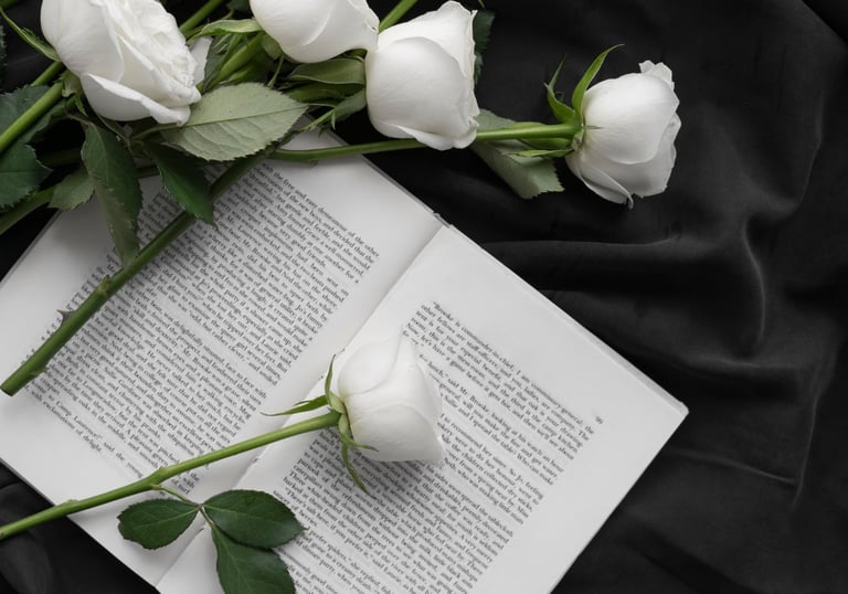 Individuelle_persönliche_Trauerrede mit weißen Rosen