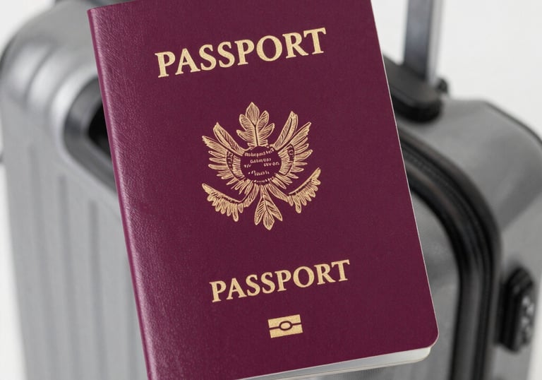 Various travel-related items are laid out on a map. The objects include a small model of the Eiffel Tower, a vintage camera, a modern instant camera, a notebook with a sketch of an architectural landmark, and a pencil. The map shows detailed streets and locations, likely from a city in Europe.