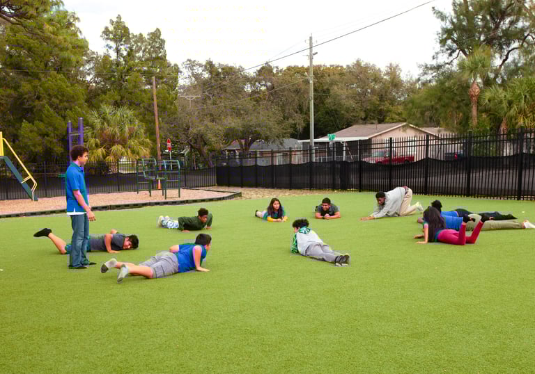 Students exercising