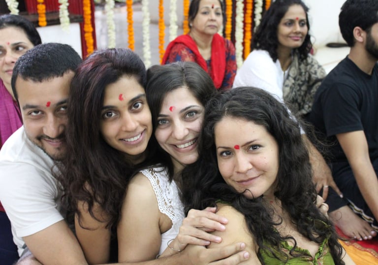 Group of Indians in a group hug