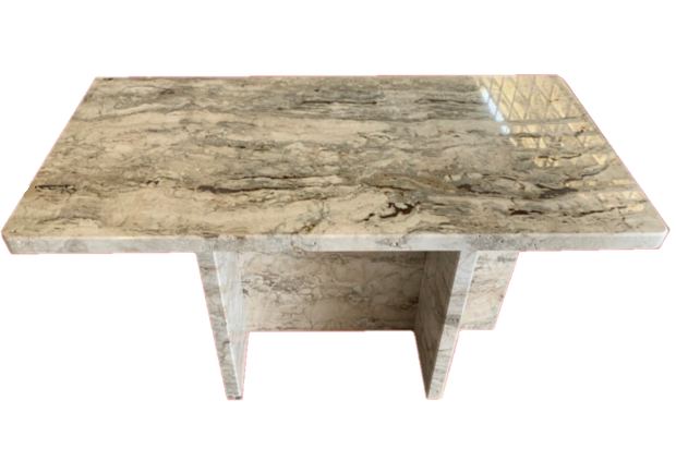 Grey green travertine table, luxury Italian natural stone table