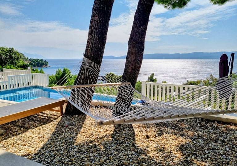 Hammock and private saltwater pool with Adriatic sea view, Easy Living, Lokva Rogoznica