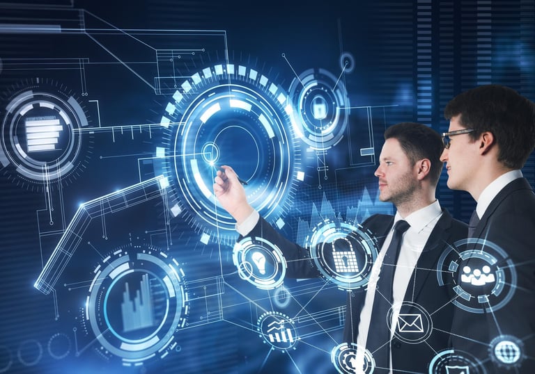 An expert giving technical advise to another person using a schematic on an electronic board