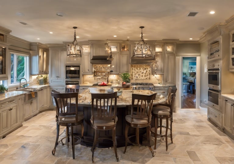 "Open-concept kitchen renovation featuring island seating and stainless steel appliances Bradenton"