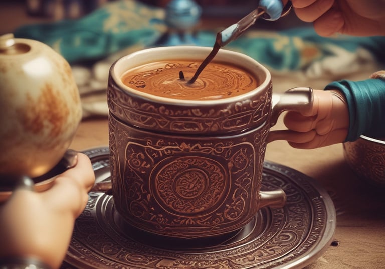 a person is eating a cup of coffee