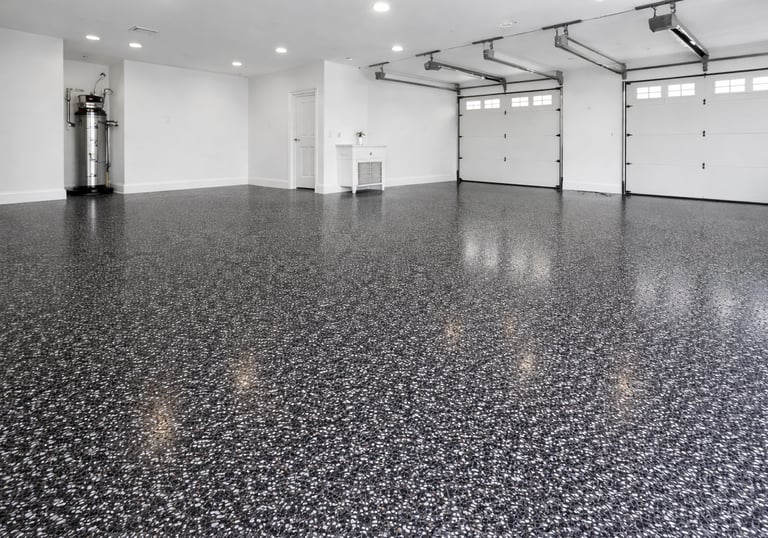 Epoxy garage floor with black flakes