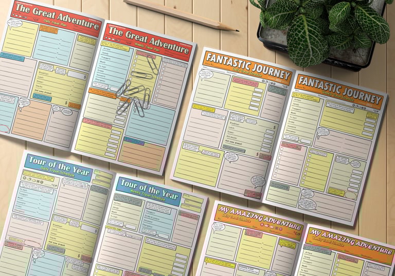 Comic book travel planners on the table