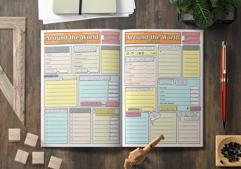 Comic book travel planner on the table