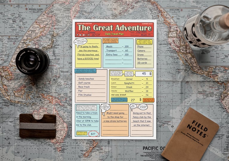 Comic book travel planner on the map