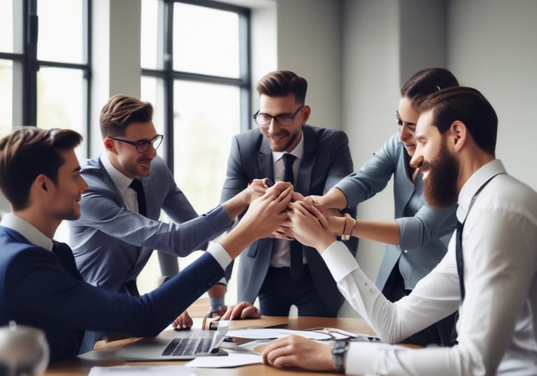 A hand holding a smartphone displaying a stock trading app screen. The app shows stock information for AMC Entertainment, including a line graph of its performance, current price, and trading options.