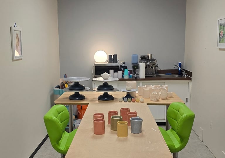 Art studio in downtown Port Coquitlam offering art and pottery workshops and open studio