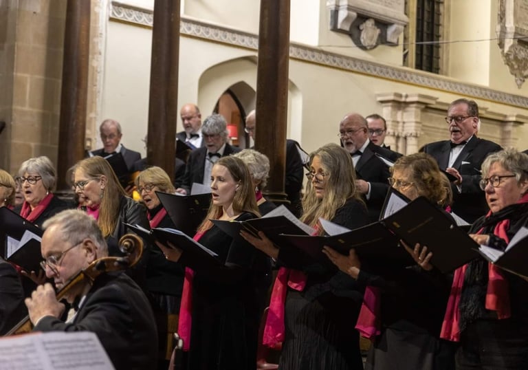 a choir of people in a church