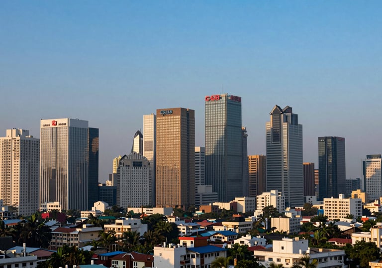 A wide-angle photography of a vibrant Indian metropolitan skyline at dusk, representing the company's extensive service reach across all major cities.