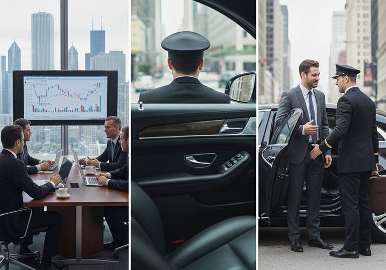 “Professional chauffeur providing Chicago black car service for corporate road shows and business ch