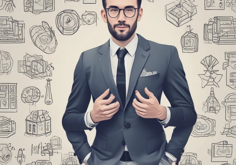 Bright and modern visual content examples on screens and print.