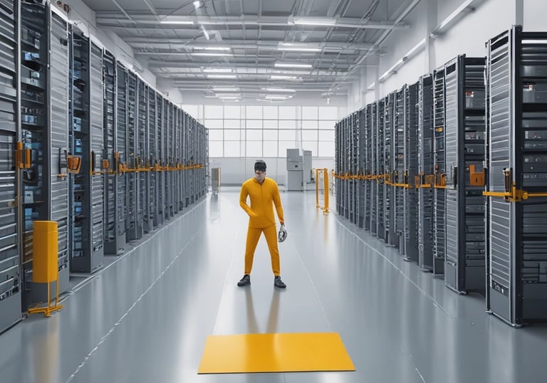 a man riding a skateboard down a street next to tall buildings