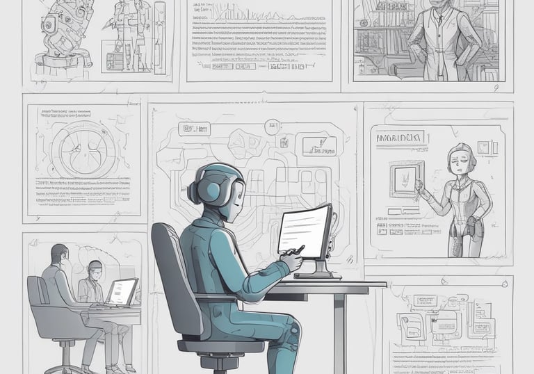 Photo of a team gathered around a table with charts and laptops, discussing strategic plans.