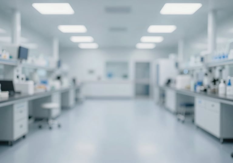 Bright, clean laboratory or food processing floor showing the reflection of fluorescent lights on a polished surface. Clinical, professional look.