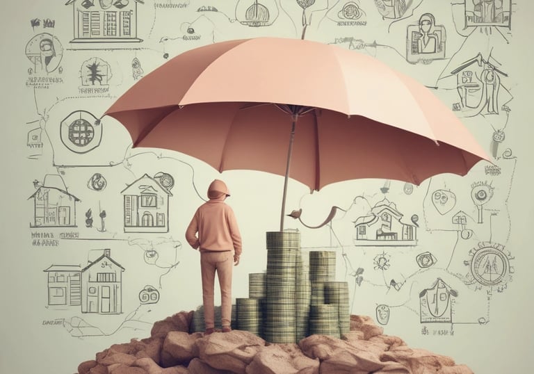 A caring agent discussing LIC insurance options with a family in a cozy living room.