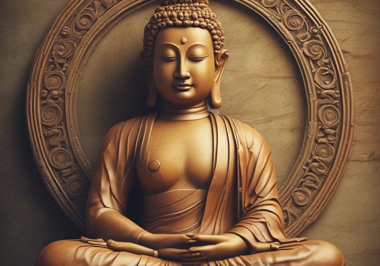 a statue of a buddha sitting in a circle