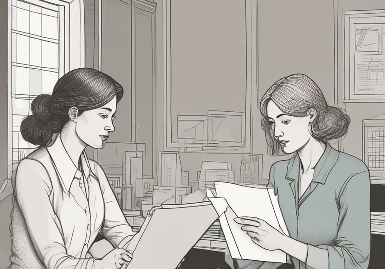 Close-up of hands exchanging international shipping documents and certificates.