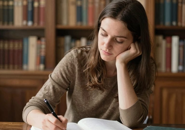 Artist working on song composition in a cozy home studio.