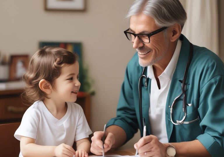 Close-up of a hearing aid device resting on a wooden table.