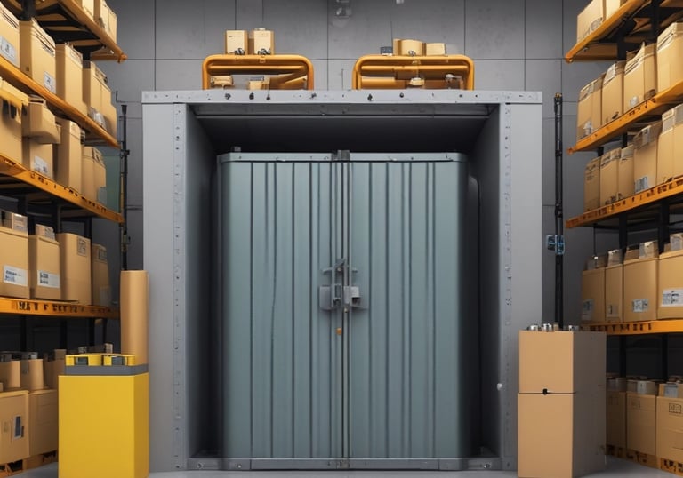 A Quantara team member carefully loading used batteries into a secure transport vehicle.