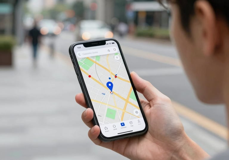 A bright blue magnifying glass highlighting a website on a search engine results page.