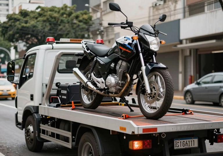 Close-up of a bright orange tow truck with company branding on a sunny day.
