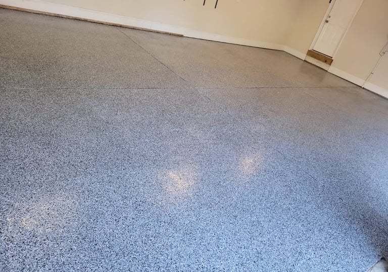 a garage floor with a garage flooring system