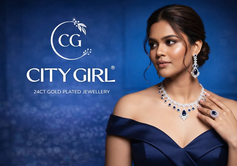 City Girl Jewellery - Best imitation Jwellery - 18 Carat Gold Plated  - AD Collection - Necklace Set