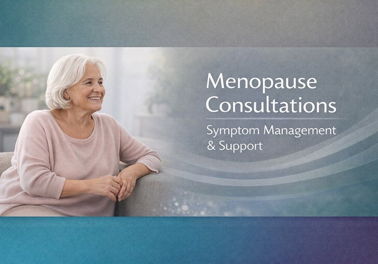 Senior woman attending a menopause consultation for symptoms at a medical clinic in Stony Plain, AB