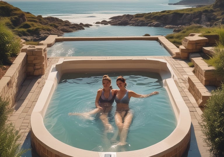 A calendar interface showing available dates for jacuzzi booking on a turquoise and white themed website.