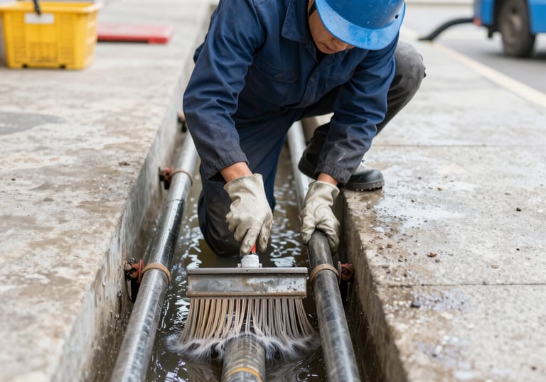 Close-up of a high-resolution camera head being inserted into a pipe for inspection.