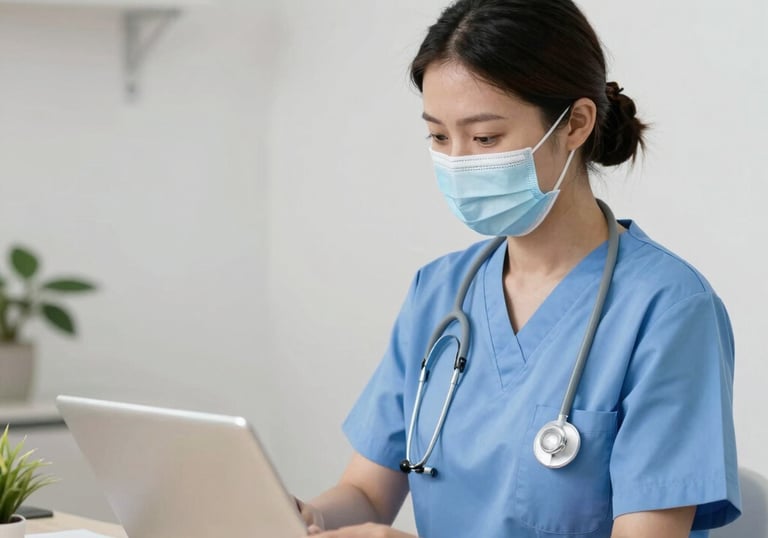 A friendly doctor consulting with a patient in a bright, modern clinic room.