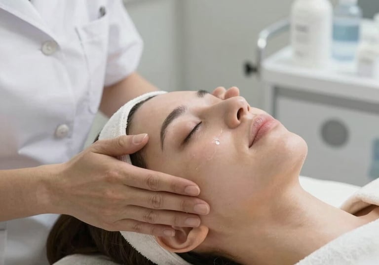 A serene treatment room with acupuncture needles gently placed on a patient's back.