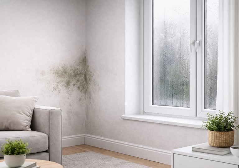 Confundir humedad por condensación con filtración en una pared interior