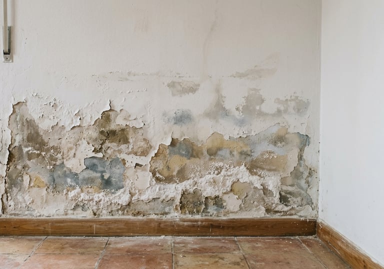 Pared con humedad por capilaridad persistente y deterioro continuo