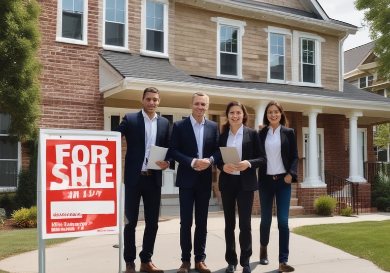 A happy homeowner shaking hands with a Luxr Group representative outside a renovated Long Island house.
