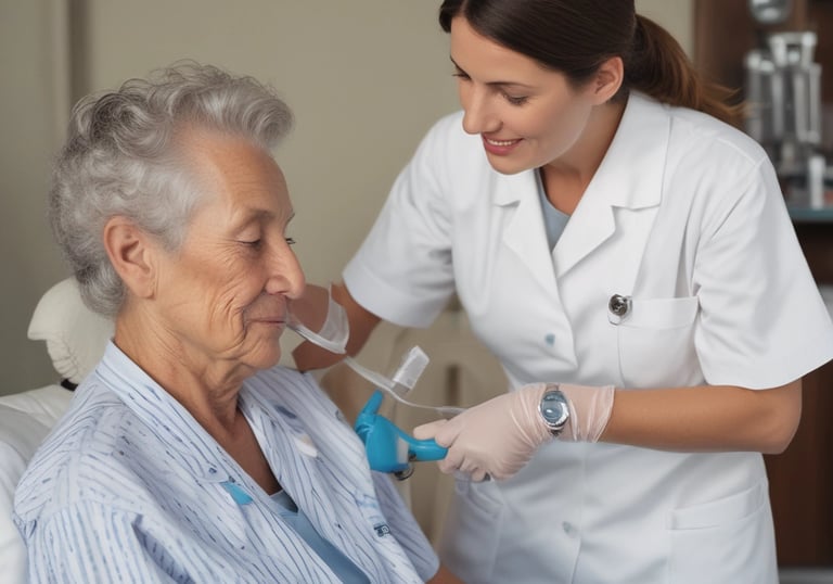 Close-up of nurse performing ear lavage with confidence and care.