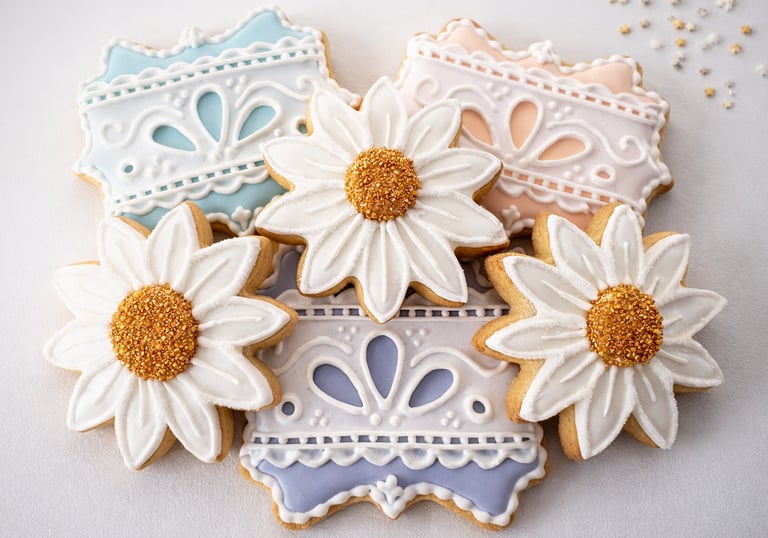 floral and lace sugar cookies