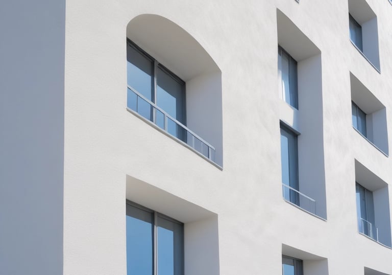 Close-up of a modern house facade with fresh insulation and clean crepi texture.