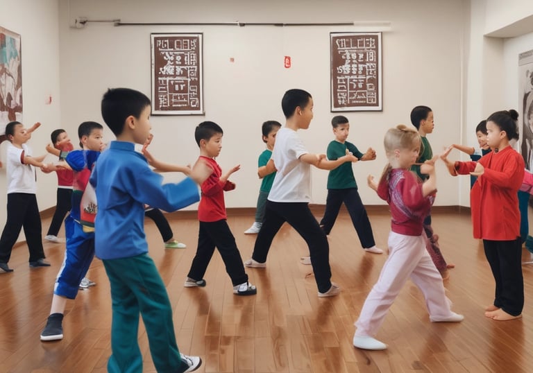 A peaceful workshop setting with participants learning tai chi principles outdoors.