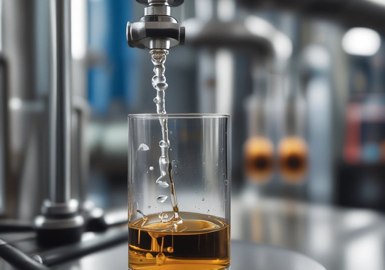 Close-up of a high-temperature distillation column with glowing thermal elements.