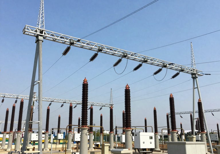 Power plant with glowing flames representing conventional energy sources.
