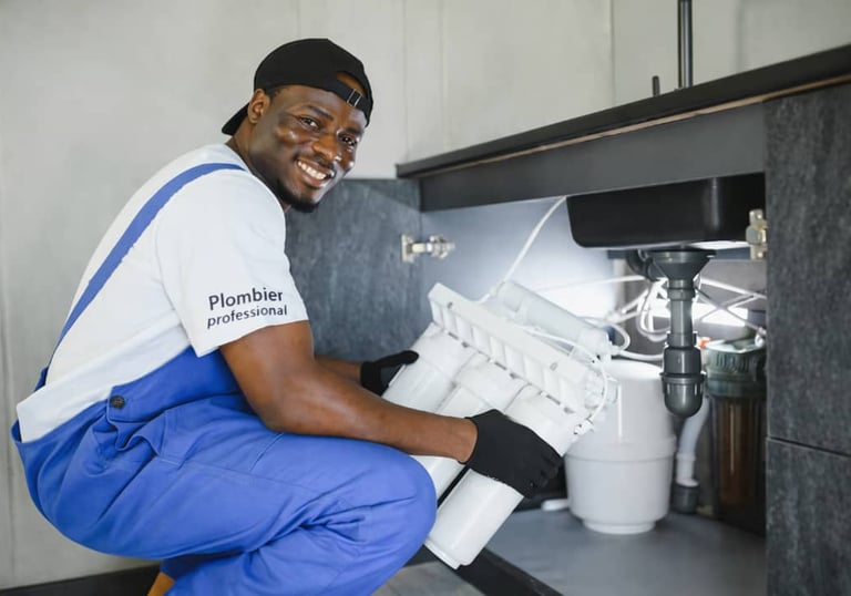 Plombier installant des sanitaires à yaoundé