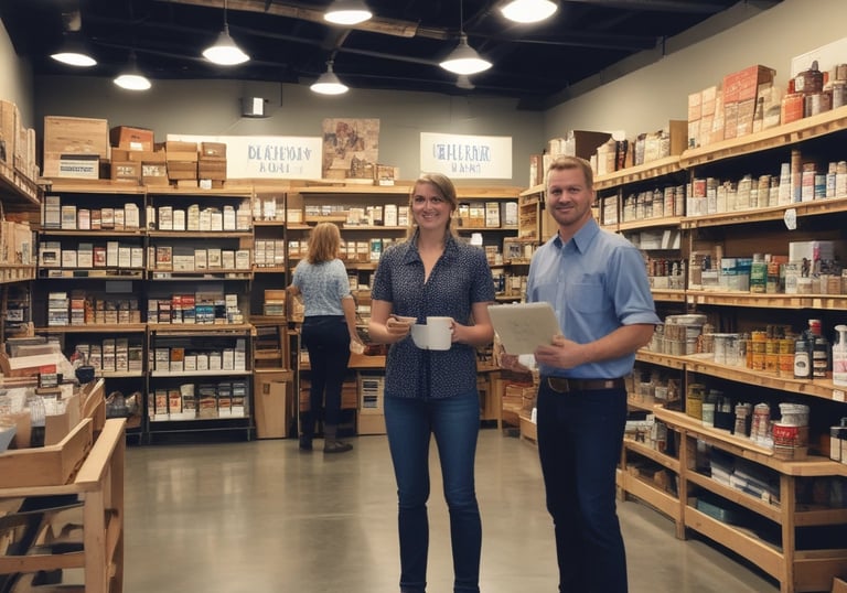 a man riding a skateboard down a street next to tall buildings