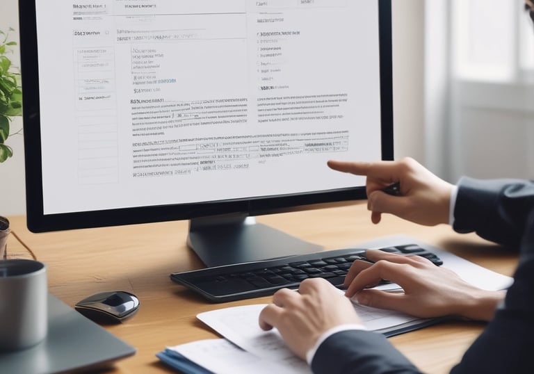 Close-up of hands typing on a keyboard with editing notes nearby.